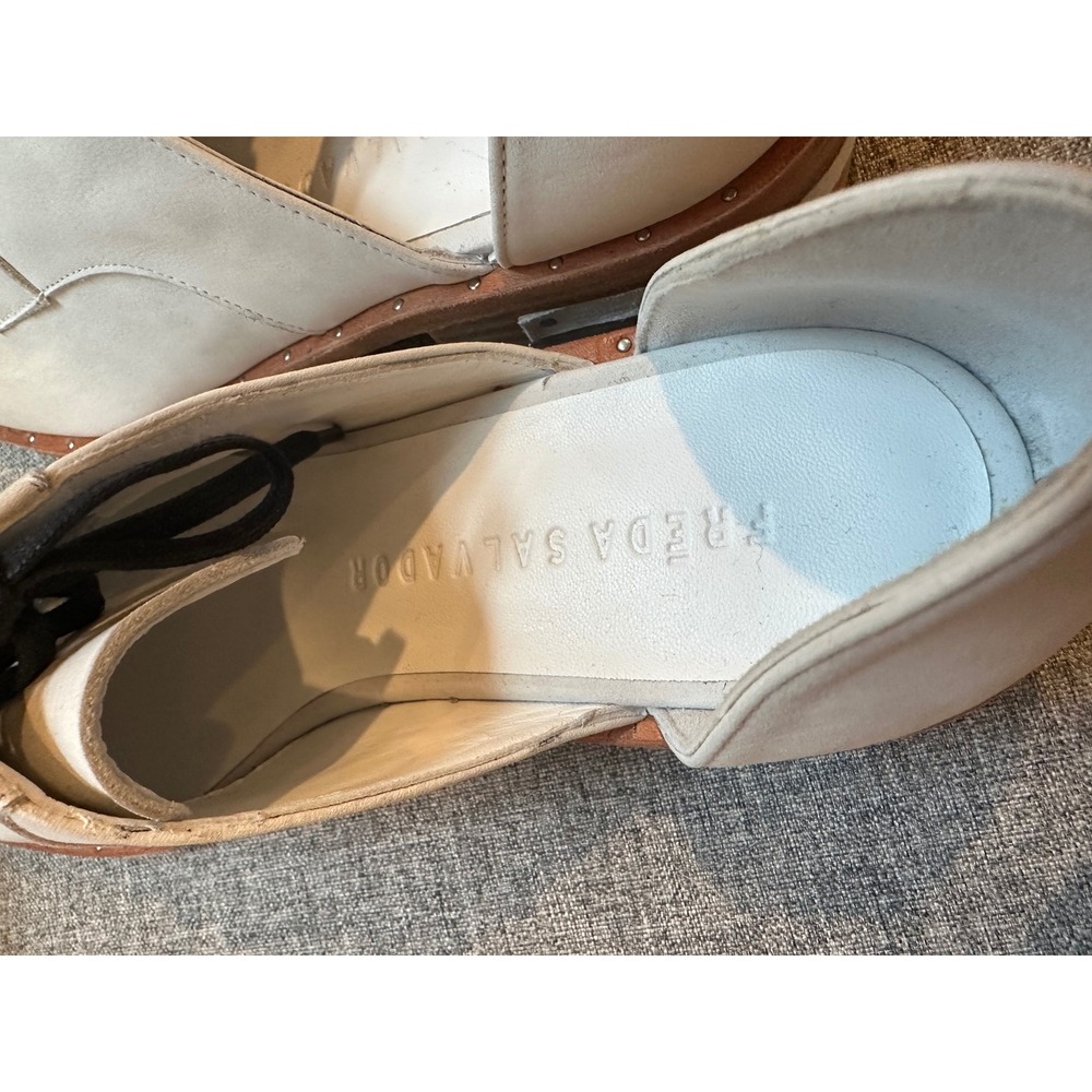Freda Salvador Wit White Leather dOrsay Oxford Shoes Size 7 Made in Spain - Picture 3 of 7